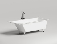 Ванна из искусственного камня Salini Cascata S-Sense 180x80 см, встраиваемая, матовая белая, на ножках