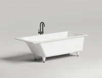 Ванна из искусственного камня Salini Cascata S-Sense 180x80 см, встраиваемая, матовая белая, на ножках