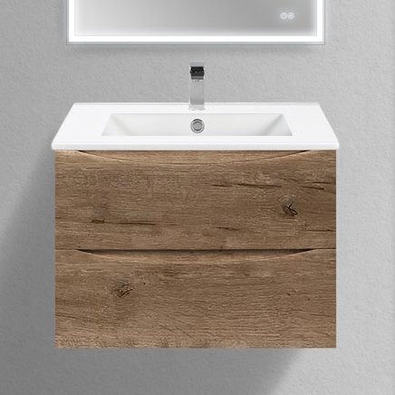 Тумба с раковиной Vincea Mia Slim 70, 2 ящика, дуб винтаж