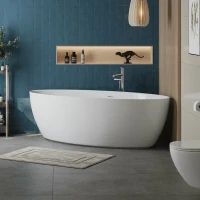 Акриловая ванна BelBagno BB707-1860-880 185x90 см, отдельностоящая, белая, овальная, на ножках, со сливом-переливом, с донным клапаном
