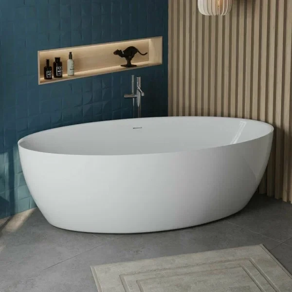 Акриловая ванна BelBagno BB707-1860-880 185x90 см, отдельностоящая, белая, овальная, на ножках, со сливом-переливом, с донным клапаном