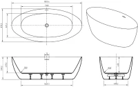 Акриловая ванна BelBagno BB707-1860-880 185x90 см, отдельностоящая, белая, овальная, на ножках, со сливом-переливом, с донным клапаном