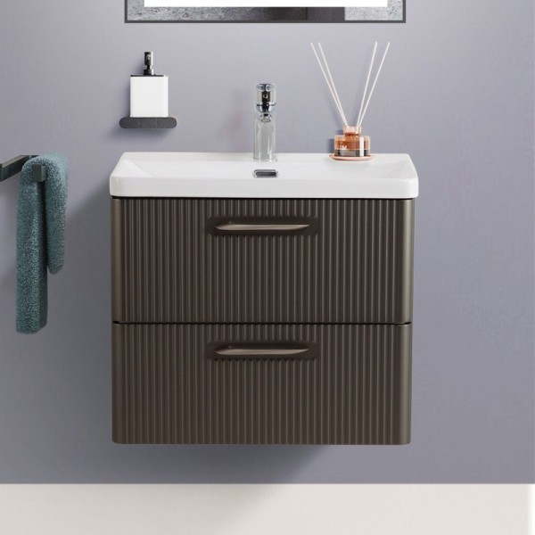 Тумба с раковиной BelBagno Due 50 подвесная, 2 ящика, оружейная сталь