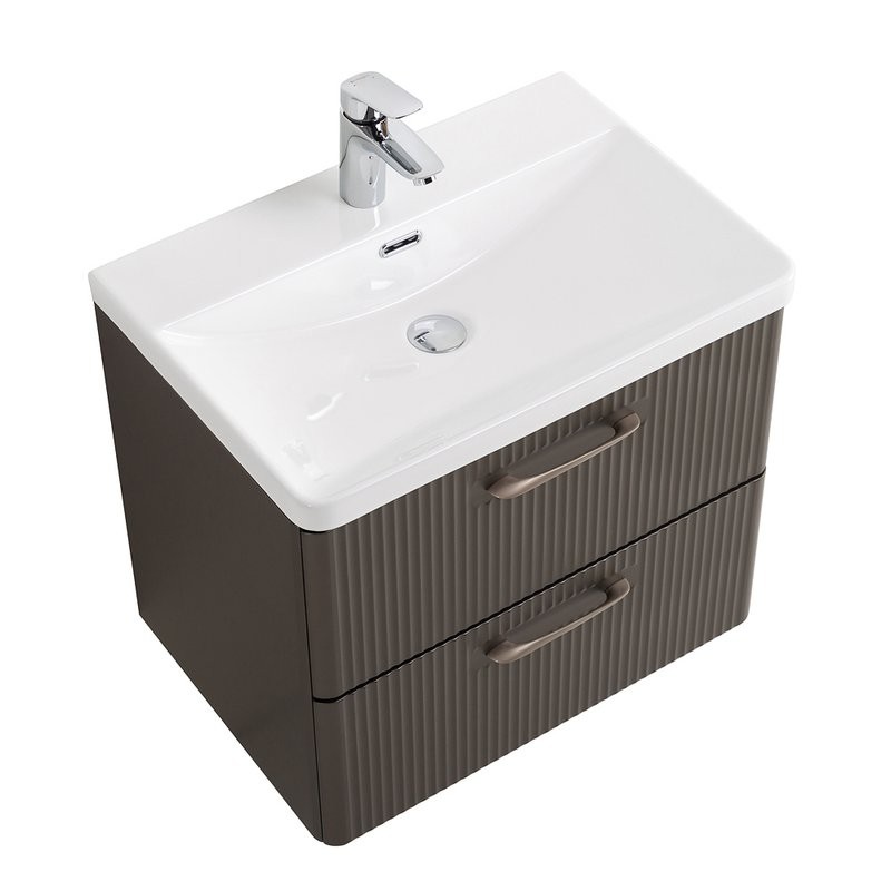 Тумба с раковиной BelBagno Due 50 подвесная, 2 ящика, оружейная сталь