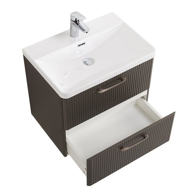 Тумба с раковиной BelBagno Due 50 подвесная, 2 ящика, оружейная сталь