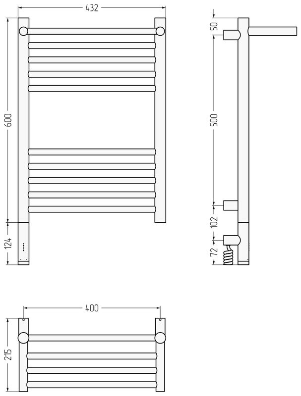 Полотенцесушитель электрический Сунержа Богема 3.1 020-6006-6040 70x45 см, подключение слева, шампань, лесенка, с полкой