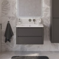 Тумба с раковиной Cezares Relax 80 подвесная, 2 ящика, оружейная сталь