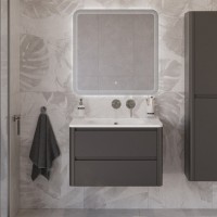 Тумба с раковиной Cezares Relax 80 подвесная, 2 ящика, оружейная сталь