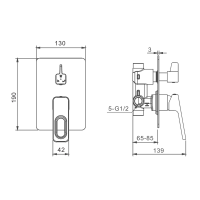 Встраиваемый смеситель для душа и ванны Raglo R51.273.09 С ВНУТРЕННЕЙ ЧАСТЬЮ, графит