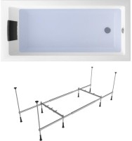 Акриловая ванна Lavinia Boho Element 170x80 см, встраиваемая, белая, с каркасом, с подголовником
