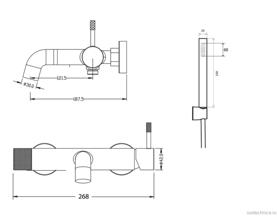 Смеситель для ванны с душем Boheme Uno 463-CB copper brushed