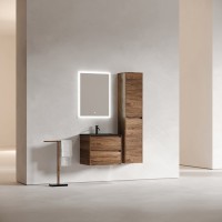Тумба с раковиной Sancos Libra 60 см дуб чарльстон, черная раковина