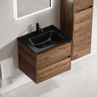 Тумба с раковиной Sancos Libra 60 см дуб чарльстон, черная раковина