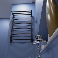 Полотенцесушитель электрический Маргроид Вид 4 СНШ 80x50 R с полкой, черный матовый
