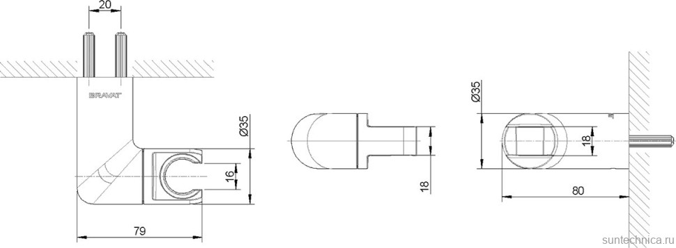 Настенный держатель Bravat P7185BW-ENG черный