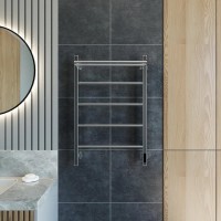 Полотенцесушитель электрический Grota App 530х800 NP EL 80x55 см, подключение справа, слева, скрытое подключение справа, глянцевый хром, лесенка, с полкой