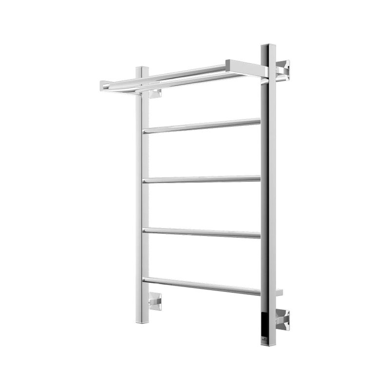 Полотенцесушитель электрический Grota App 530х800 NP EL 80x55 см, подключение справа, слева, скрытое подключение справа, глянцевый хром, лесенка, с полкой