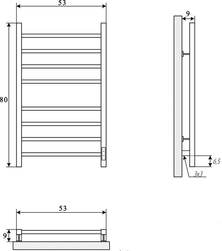 Полотенцесушитель электрический Двин L plaza neo 80/50 состаренная бронза матовая