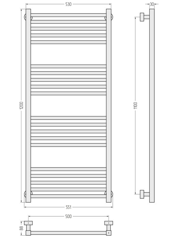 Полотенцесушитель водяной Сунержа Модус Pro 051-0450-1250 120x55 см, состаренная латунь, лесенка