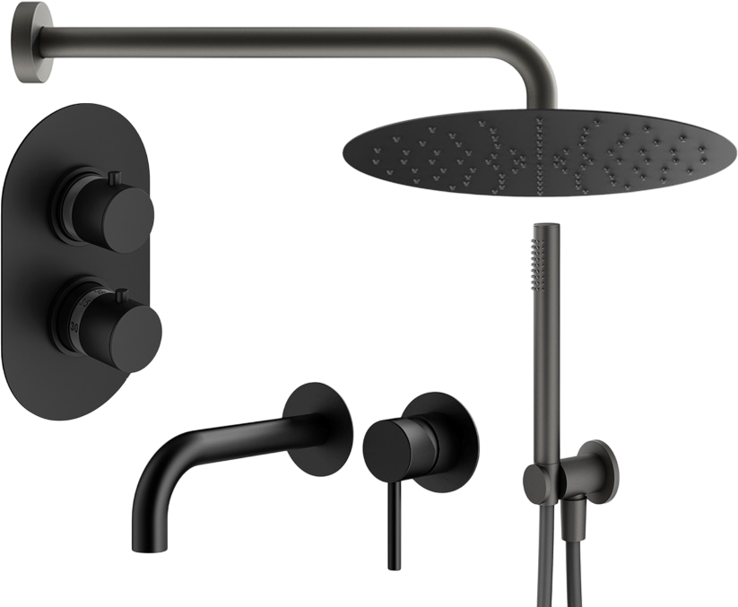 Комплект для ванной Plumberia Selection Ixo KITXOT18NO210 С ВНУТРЕННЕЙ ЧАСТЬЮ, черный матовый