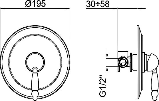 Встраиваемый смеситель для душа и ванны Webert Dorian DO880101010 С ВНУТРЕННЕЙ ЧАСТЬЮ, золото