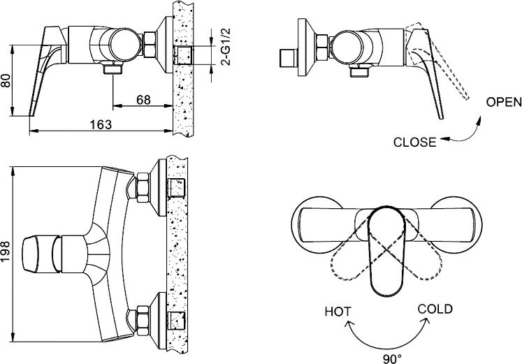 Смеситель для душа Bravat Eler F9191238CP-01