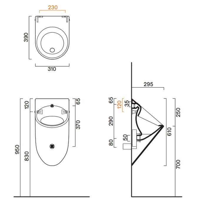 Писсуар подвесной Catalano Comfort 0932610001 глянцевый белый