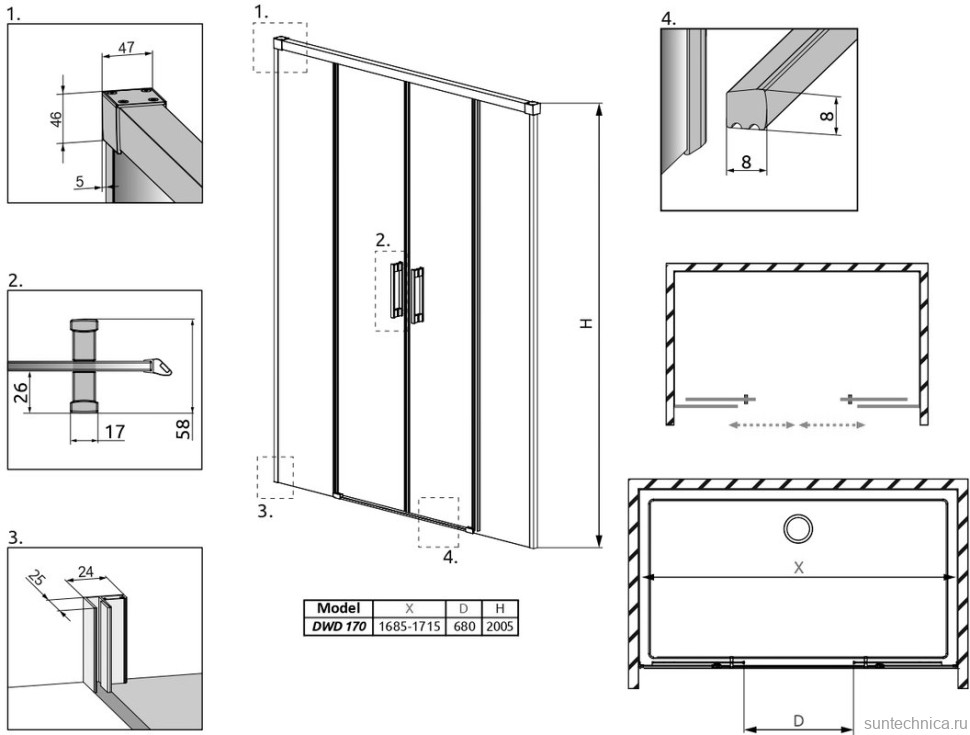 Душевая дверь в нишу Radaway Idea Black DWD 170