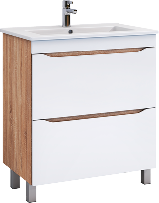 Тумба под раковину Vigo Grani 75 напольная, 2 ящика, дуб сонома