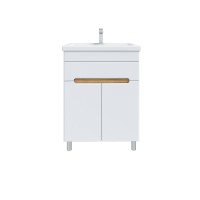 Тумба с раковиной SanStar Модена 70 напольная, глянцевая белая, дуб вотан, раковина Фостер 70