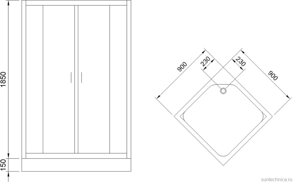 Душевой уголок Royal Bath HP RB90HP-C-BL 90x90 с поддоном