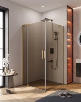 Душевой уголок Cezares Slider AH 1 100-100/110 BR BORO профиль брашированное золото, стекло бронза