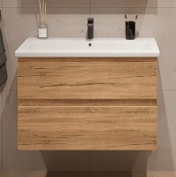 Тумба с раковиной SanStar Lavanti 80 подвесная, дуб вотан, раковина Фостер