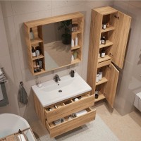 Тумба с раковиной SanStar Lavanti 80 подвесная, дуб вотан, раковина Фостер