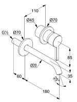 Смеситель для раковины Kludi Nova Fonte Pura 20244N515 С ВНУТРЕННЕЙ ЧАСТЬЮ,  брашированный никель PVD