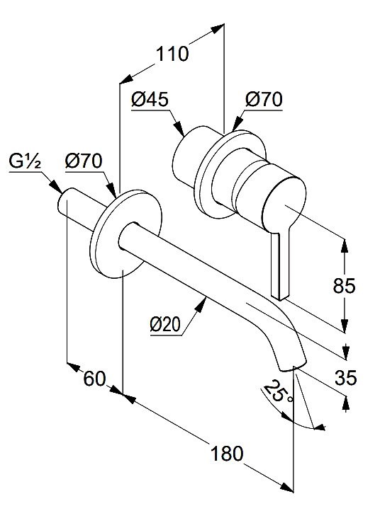 Смеситель для раковины Kludi Nova Fonte Pura 20244N515 С ВНУТРЕННЕЙ ЧАСТЬЮ,  брашированный никель PVD