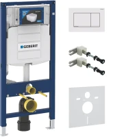 Система инсталляции для унитазов Geberit Duofix UP 320 111.300.00.5 с шумозиоляцией и кнопкой Sigma 30 115.883.JT.1 белой матовой, хром глянцевый