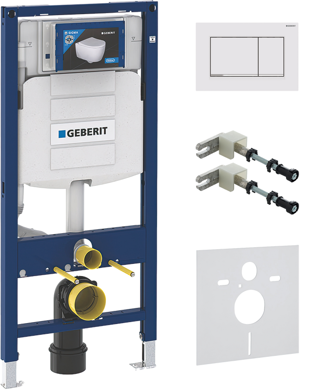 Система инсталляции для унитазов Geberit Duofix UP 320 111.300.00.5 с шумозиоляцией и кнопкой Sigma 30 115.883.JT.1 белой матовой, хром глянцевый