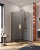 Душевой уголок Cezares Slider AH 2 80/90-90/100 GRIGIO BORO профиль брашированное золото, стекло серое