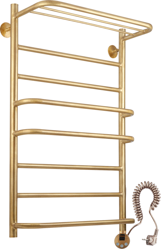 Полотенцесушитель электрический Secado Верона 2 85x55 см, подключение справа, бронза, лесенка, латунь, с полкой