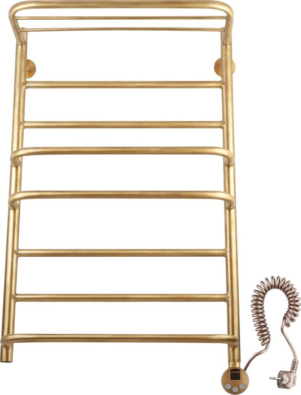Полотенцесушитель электрический Secado Верона 2 85x55 см, подключение справа, бронза, лесенка, латунь, с полкой