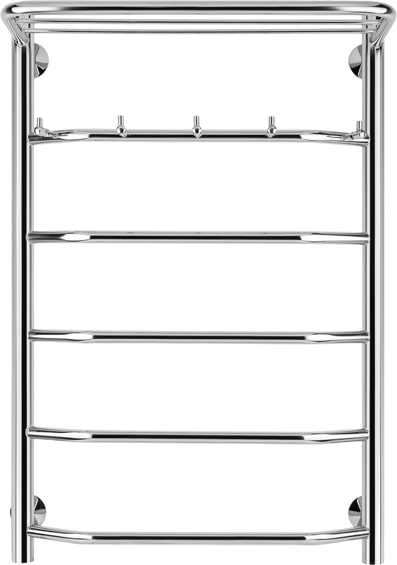 Полотенцесушитель водяной Secado Агата 1 KСП 85x55 см, глянцевый хром, лесенка, с полкой