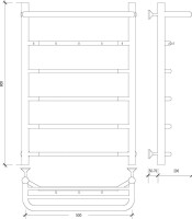 Полотенцесушитель водяной Secado Агата 1 KСП 85x55 см, глянцевый хром, лесенка, с полкой
