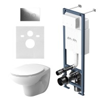 ¶Комплект Унитаз подвесной Damixa Willow DX15C1700SC с микролифтом + Инсталляция AM.PM ErgoFit I012711.0151 с кнопкой ErgoFit L хром глянец