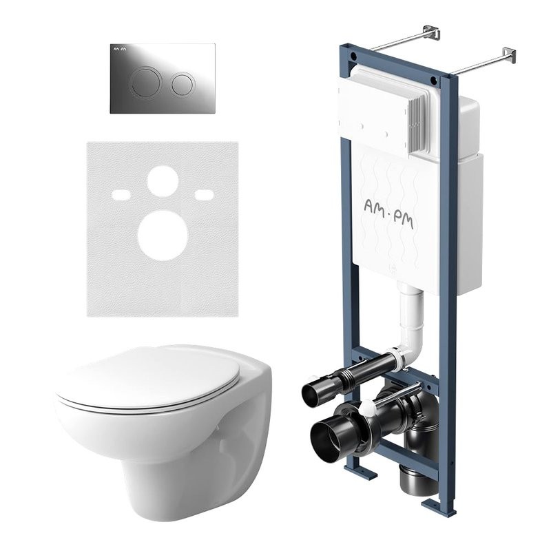 ¶Комплект Унитаз подвесной Damixa Willow DX15C1700SC с микролифтом + Инсталляция AM.PM ErgoFit I012711.0151 с кнопкой ErgoFit L хром глянец