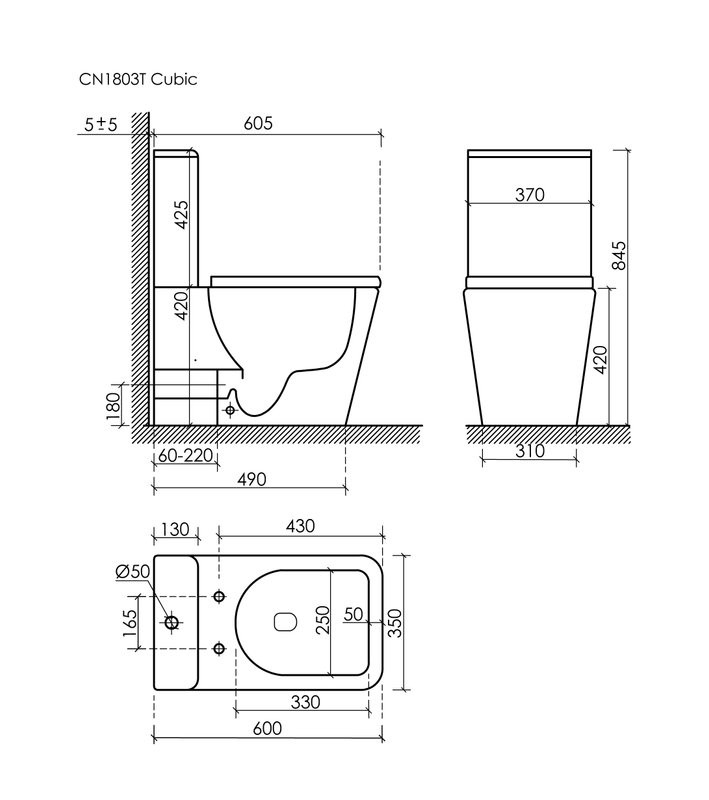 Унитаз-компакт напольный Ceramicanova Cubic Торнадо CN1803T с сиденьем микролифт, безободковый