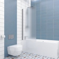 Шторка на ванну Kubele DE020 DE020P601-MAT-MT- 80х150 150х80, профиль матовый хром, стекло матовое