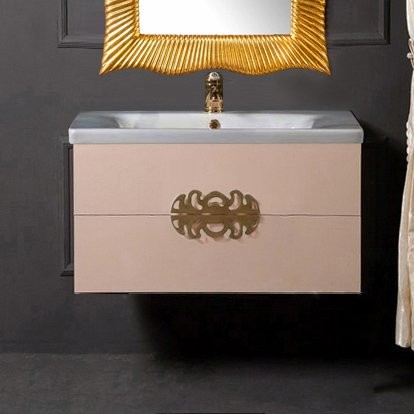 Тумба с раковиной Armadi Art NeoArt 80 капучино с ручками Ajur золото