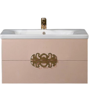 Тумба с раковиной Armadi Art NeoArt 80 капучино с ручками Ajur золото