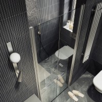 Душевая дверь в нишу Maybahglass MGD-424-5 99 см, профиль матовый хром, стекло прозрачное